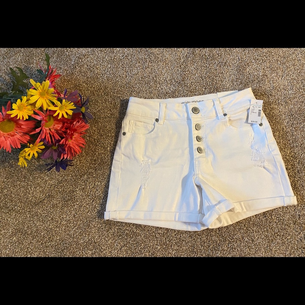 High Rise White Shorts
